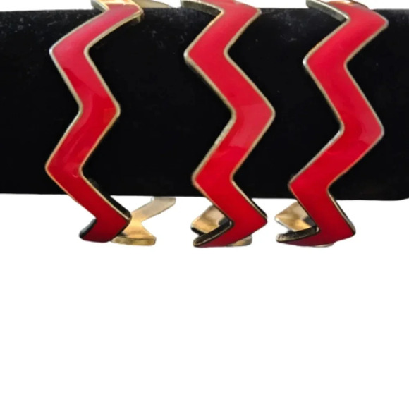 Stacking Zigzag Bracelet Red/Gold - Picture 4 of 6